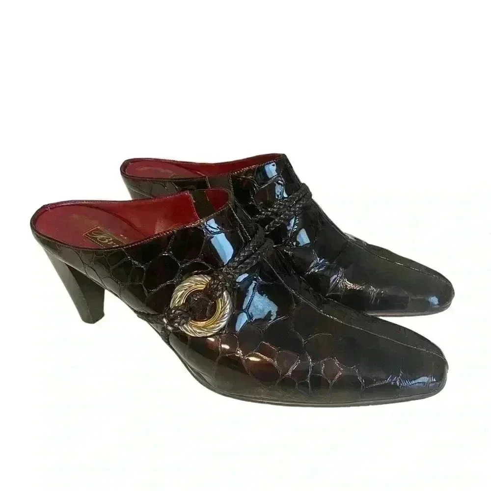 Brighton Made in Italy Patent Mules Shoes Size 9N